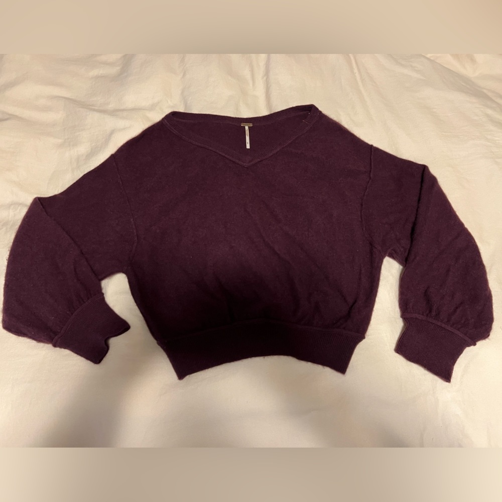 Free People Cashmere Sweater, Plum Size Small